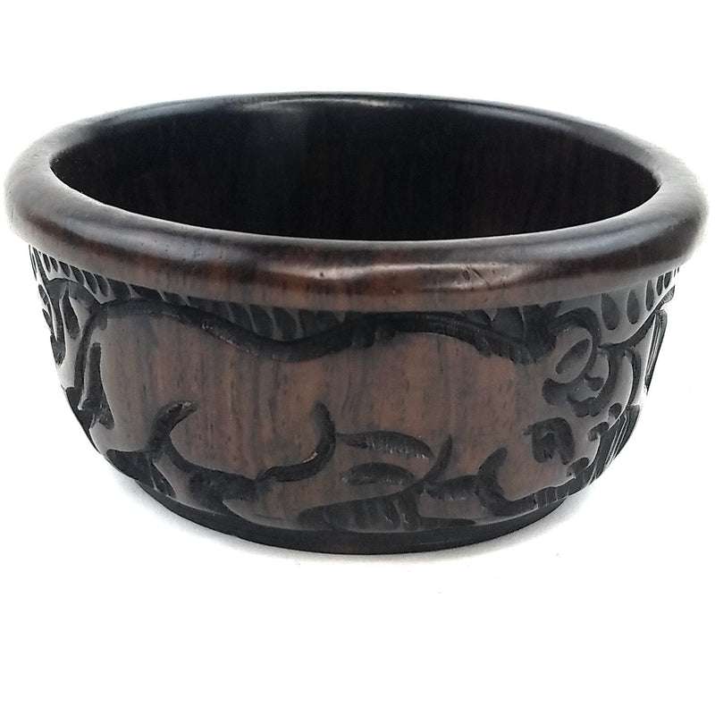 Small Ebony Wood Bowl – Hand Carved Safari Animal Design from Zimbabwe
