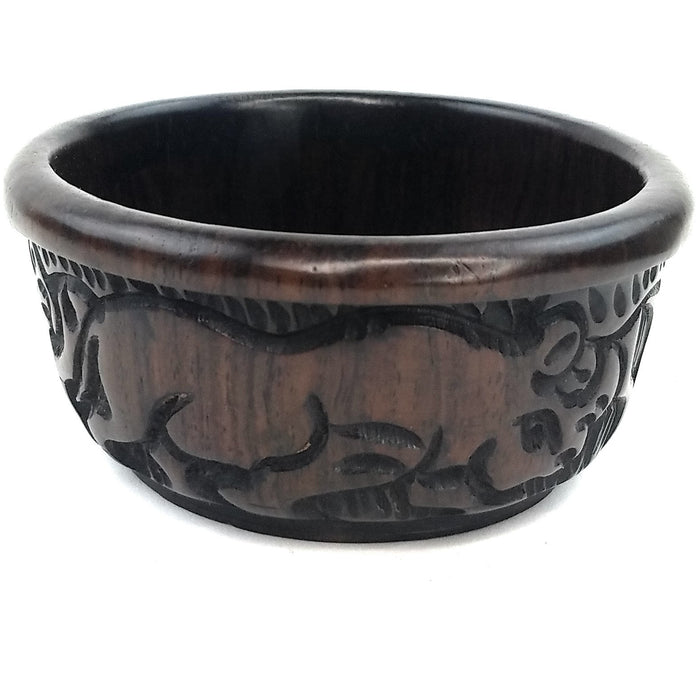 Small Ebony Wood Bowl – Hand Carved Safari Animal Design from Zimbabwe