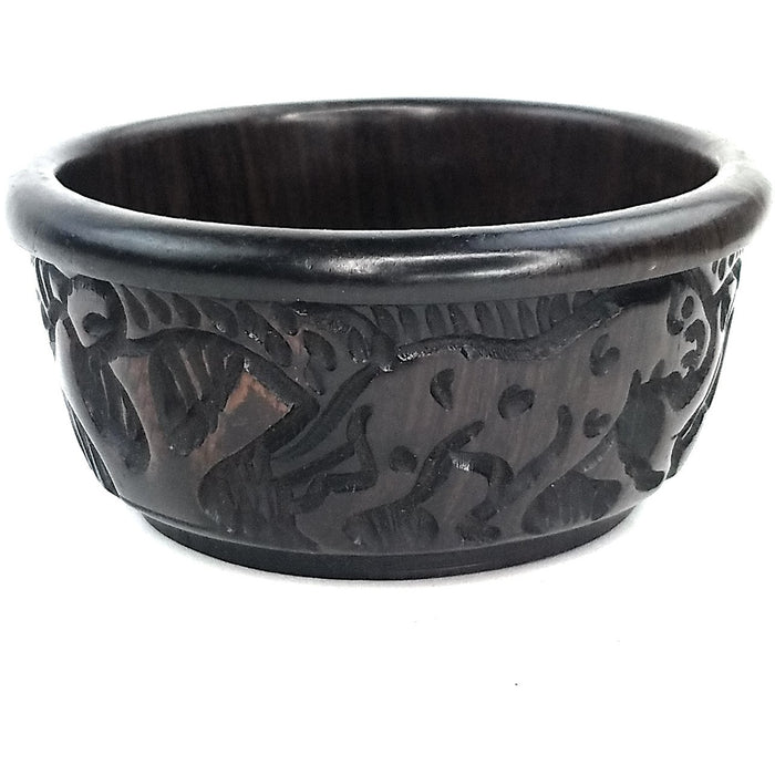 Small Ebony Wood Bowl – Hand Carved Safari Animal Design from Zimbabwe