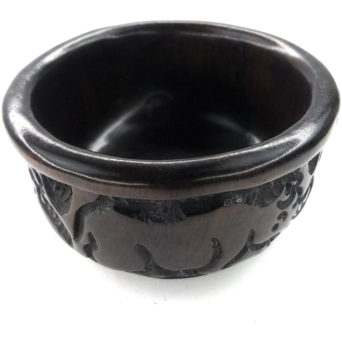 Small Ebony Wood Bowl – Hand Carved Safari Animal Design from Zimbabwe