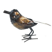 Small Recycled Metal Bird Sculpture with Wings Closed | African Fair Trade Art