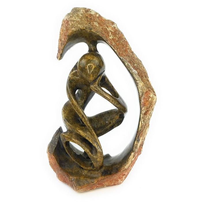 Small Soapstone Shona Thinker Sculpture – Hand-Carved Zimbabwe