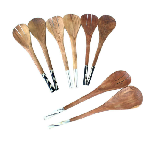 Bone Handle Wooden Salad Set