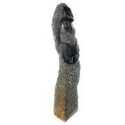 Standing Woman with Long Dress Sculpture – Hand Carved Shona Black Stone Art