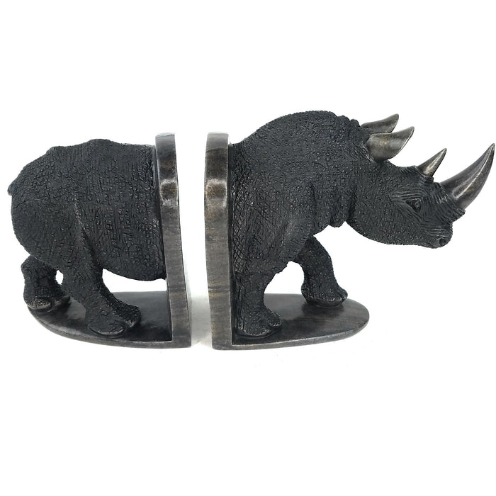 Textured Black Rhino Bookends | Shona Sculpture Zimbabwe