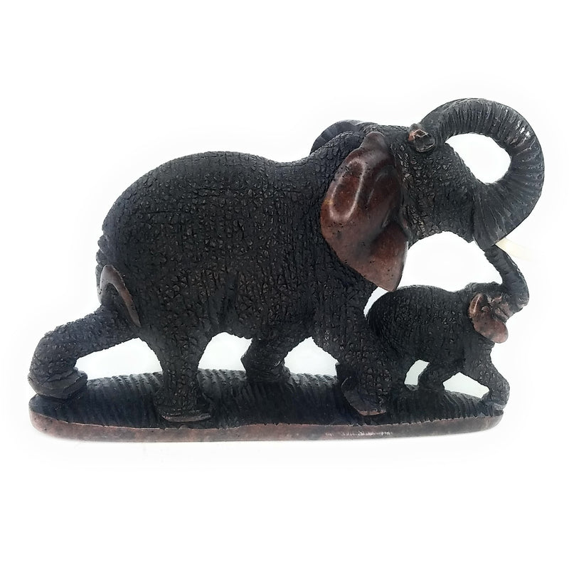 Textured Elephant Mother & Child | Black Serpentine