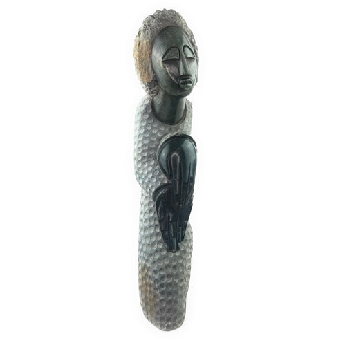 Thankful Woman Sculpture – Hand Carved Shona Green Springstone from Zimbabwe