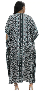 Traditional African Kaftan Dress – Handmade Rayon with Wide Sleeves