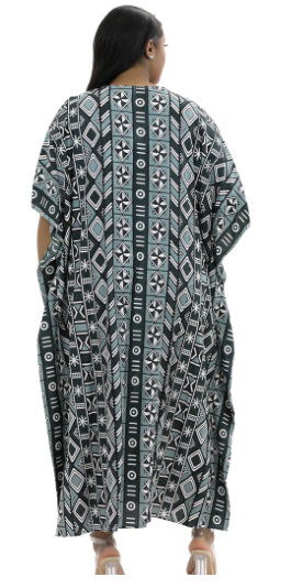 Traditional African Kaftan Dress – Handmade Rayon with Wide Sleeves