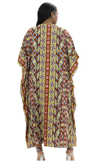Traditional African Kaftan Dress – Handmade Rayon with Wide Sleeves