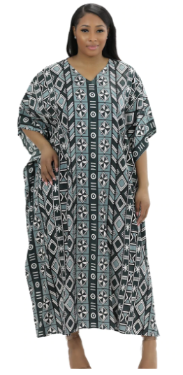 Traditional African Kaftan Dress – Handmade Rayon with Wide Sleeves
