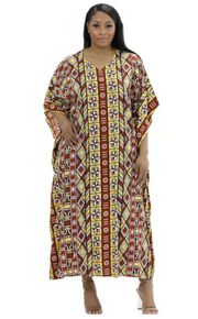 Traditional African Kaftan Dress – Handmade Rayon with Wide Sleeves