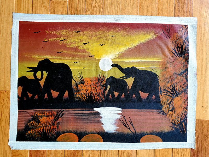 Traveling Elephants Painting | African Wildlife Canvas