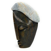 Two-Tone Abstract Head – Dark Serpentine Face with Grey Raw Stone