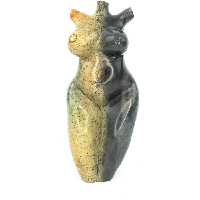 Two-Tone Shona Female Torso Sculpture – Dual Stone Finish