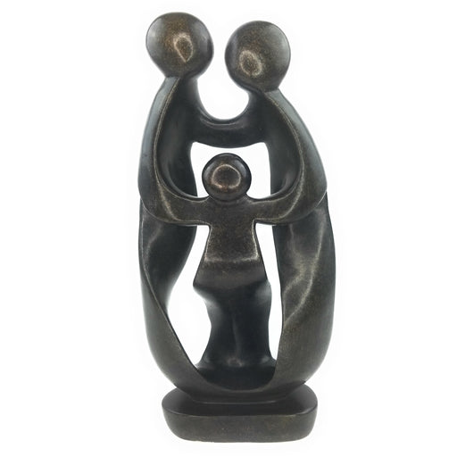Ukama Family Unity Sculpture – Dark Polished Serpentine Stone, 17” Zimbabwe