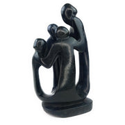 Ukama Family of 4 Circle Sculpture – 11” Black Serpentine African Art