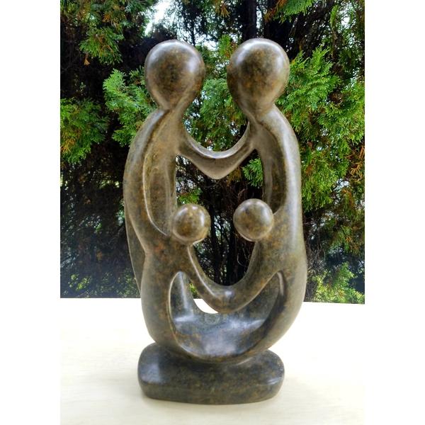 Ukama Family of 4 Dark Speckled Serpentine Sculpture 10”