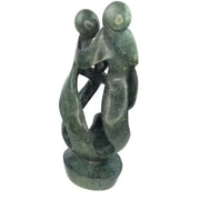 Ukama Family of 4 Sculpture – 18.5” Green Serpentine African Stone Art, Hand Carved in Zimbabwe