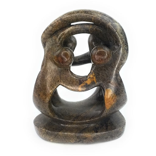 Ukama Family of 4 Sculpture – 6.5” Serpentine African Family Art, Hand Carved in Zimbabwe