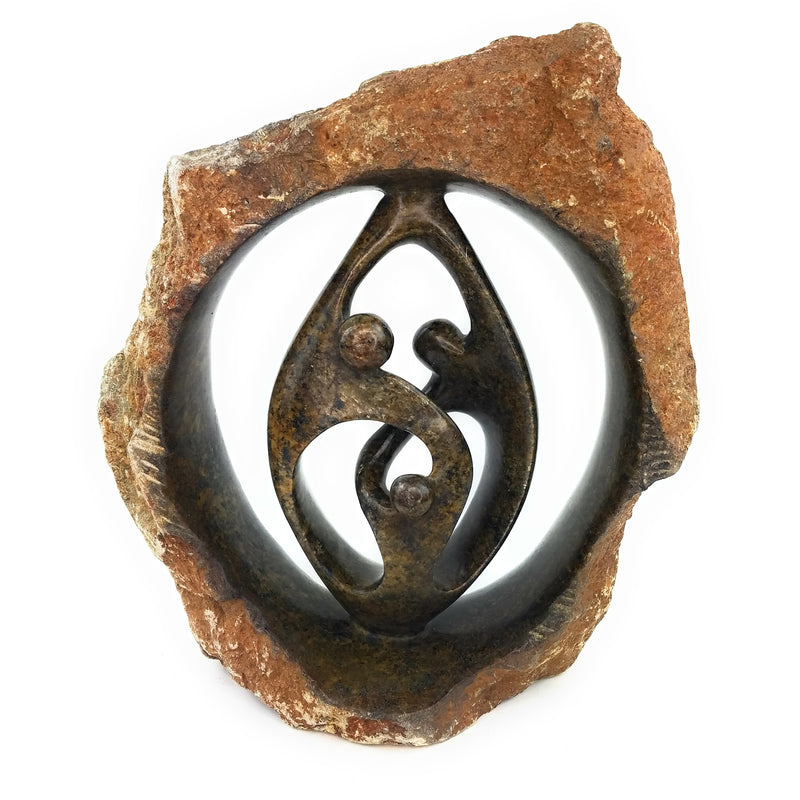 Ukama Family of Three African Stone Sculpture – Zimbabwe Hand Carved Art