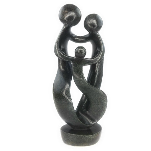 Ukama Shona Family Sculpture – Black Serpentine Stone, Handmade Zimbabwe 15”
