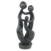 Ukama Shona Family Sculpture – Black Serpentine Stone, Handmade Zimbabwe 15”
