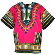 Unisex Pink African Dashiki Shirt – 100% Cotton Traditional Print