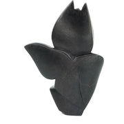 Waving Wise Owl Sculpture – Black Serpentine Hand-Carved in Zimbabwe