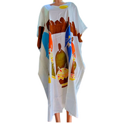 White African Musicians Kaftan Dress | Drummers & Shakers Art