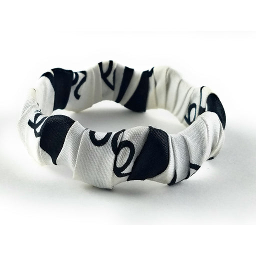 White & Black Kitenge Fabric Bracelet – Handmade African Jewelry