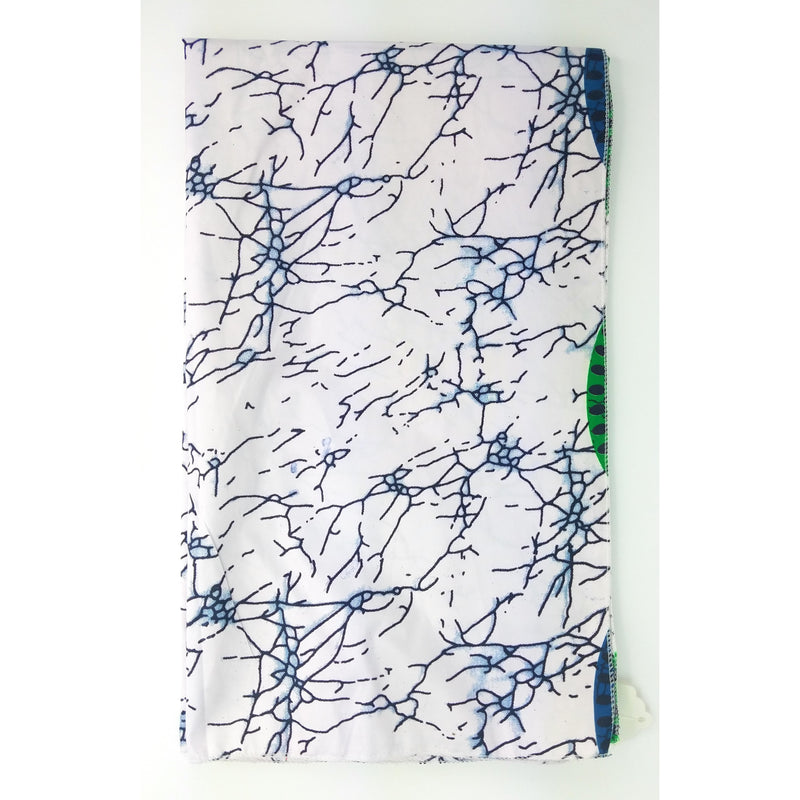 White & Blue Batik African Headwrap | Crackle Print Ankara Head Scarf