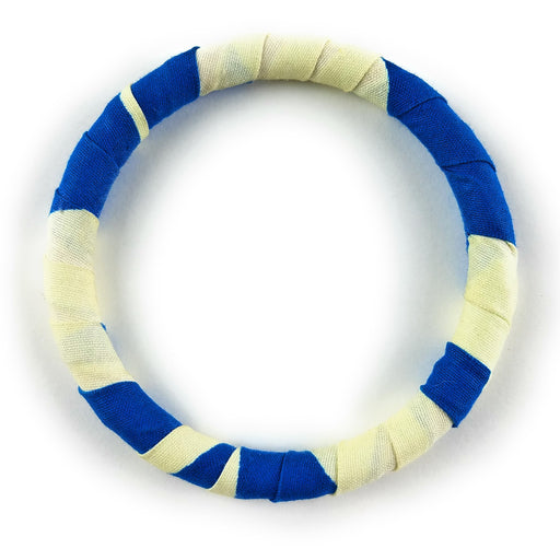 White & Blue Kitenge Fabric Bracelet – Handmade African Jewelry