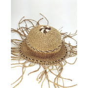 Wicker Sun Hat with Long Tassels | Handmade Zimbabwe Hat