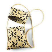 Wicker Tote Purse – Black & Natural Pattern, Two-Piece Interlocking | Handmade in Zimbabwe