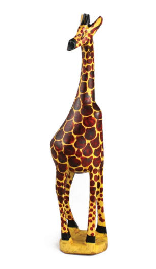 Hand-Carved Wooden Giraffe Sculpture – African Art from Kenya