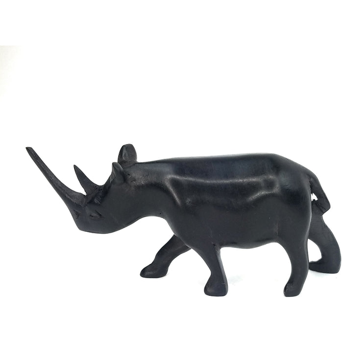Hand-Carved Wooden Rhino Sculpture – African Art from Kenya