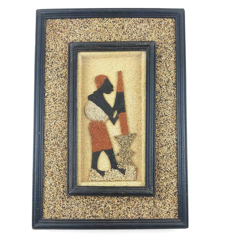 Working Mother Pounding Maize Shadow Box – Handmade African Wall Décor