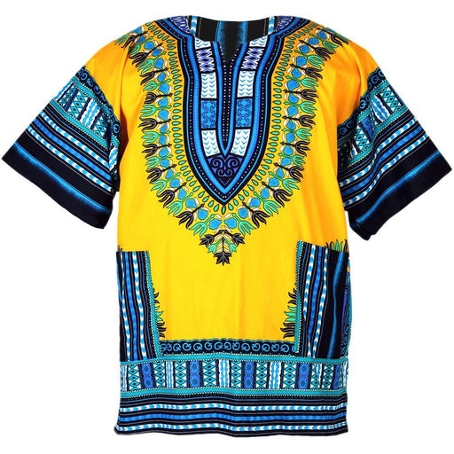 Yellow African Dashiki Shirt – 100% Cotton Traditional Print
