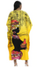 Yellow African Kaftan Dress | Woman Carrying Gourd Artwork