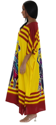 Yellow African Kaftan Dress – Women & Children Print