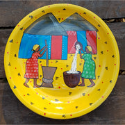 African Painted Plate – Village Women Working | Handcrafted in Zimbabwe
