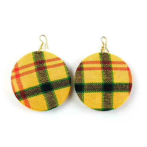 Yellow Multicolor Maasai Shuka Earrings – Handmade African Fabric Earrings