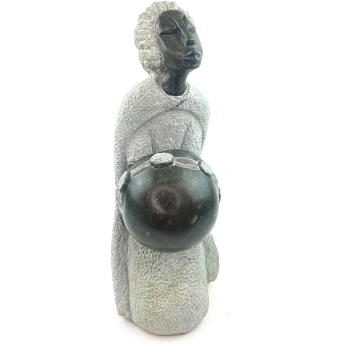 Opal Stone Mbira Player Sculpture | Handmade Shona Art